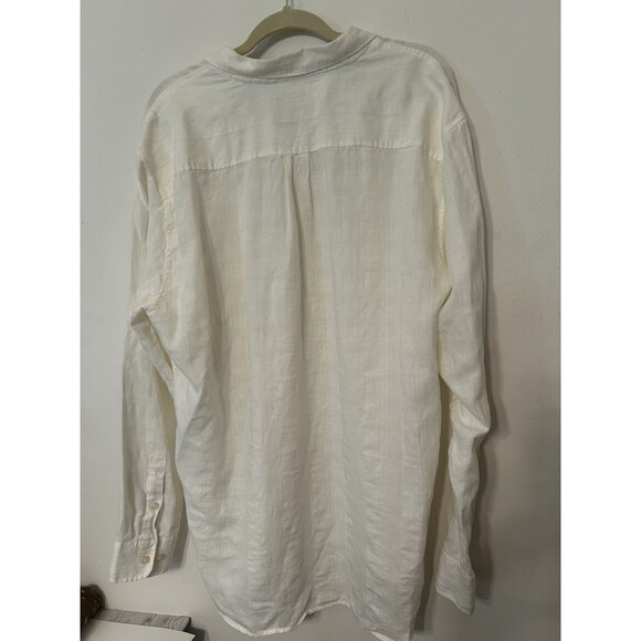 Tommy bahama White Linen Blend Button Down Shirt Long Sleeve EUC mens XL - Picture 7 of 11